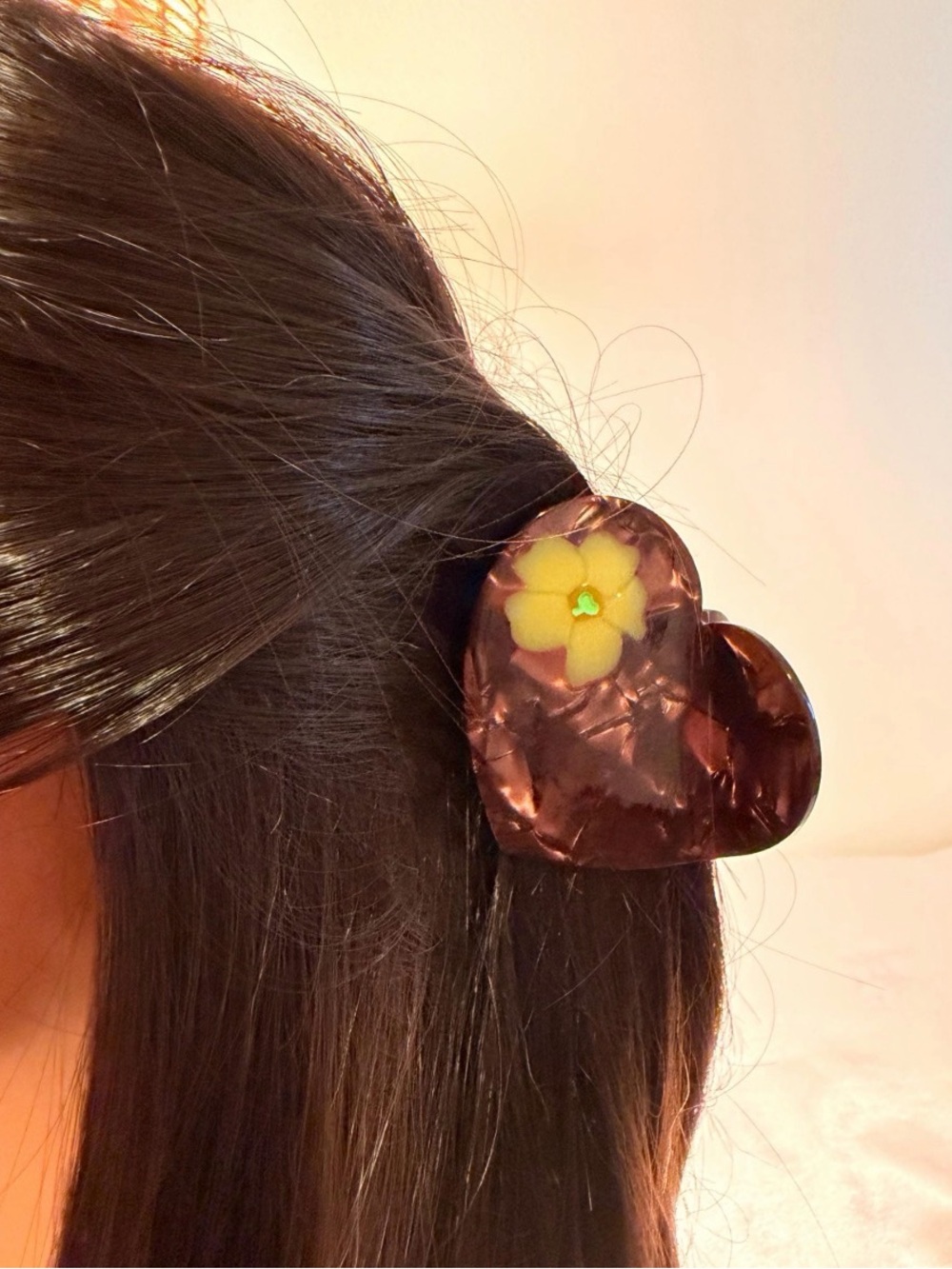 Puakenikeni Flower Heart Hair Claw Clip, Hawaii Inspired Acetate Hair Clip,